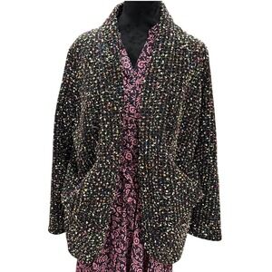 CIRANA Multicolor Speckled Knit Open Front Cardigan Jacket Sweater Petite Medium